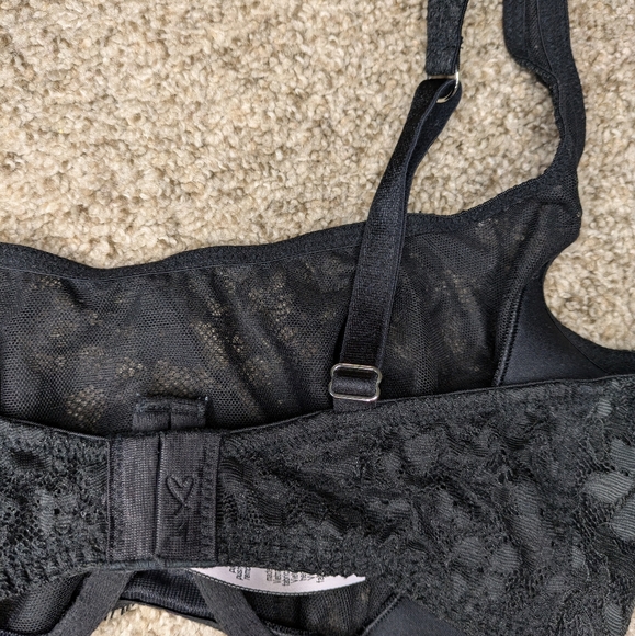 Victoria's Secret Black Push Up Without Padding Lace Bra Adjustable Straps 34DD - Picture 3 of 7